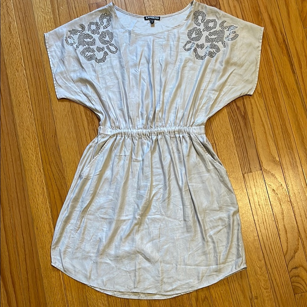 Express taupe embellished dress